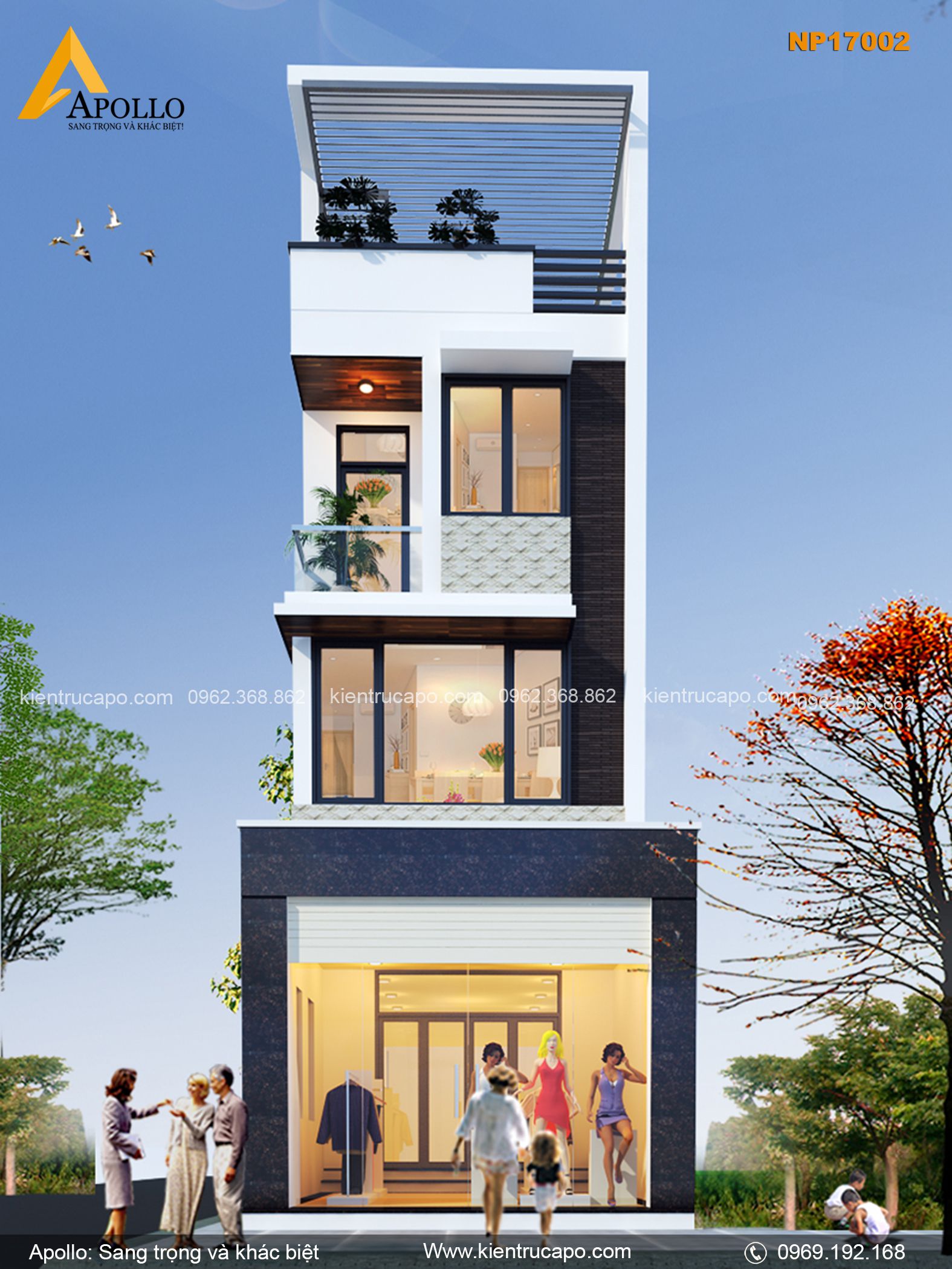 Nhà phố kết hợp cửa hàng thời trang hiện đại ở Hà Nội NP17002